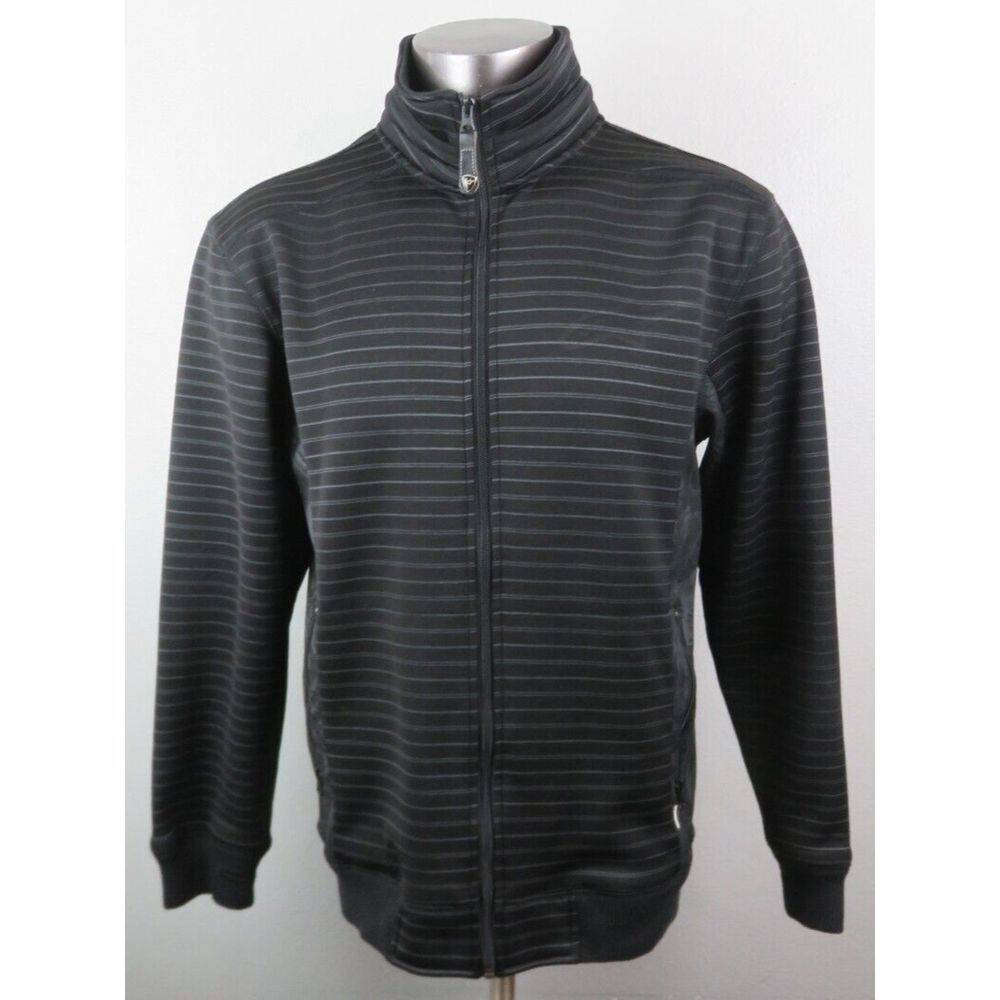 Mens Alpinestars Black Jacket Size L‎ Full Zip Polyester Gray Striped